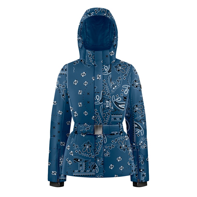 Womens ski jacket paisley blue Joana