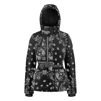 Womens ski jacket paisley black Joana