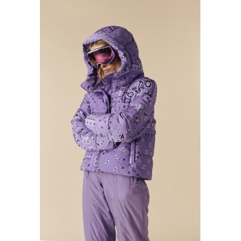 Womens synthetic down ski jacket paisley purple Chloe