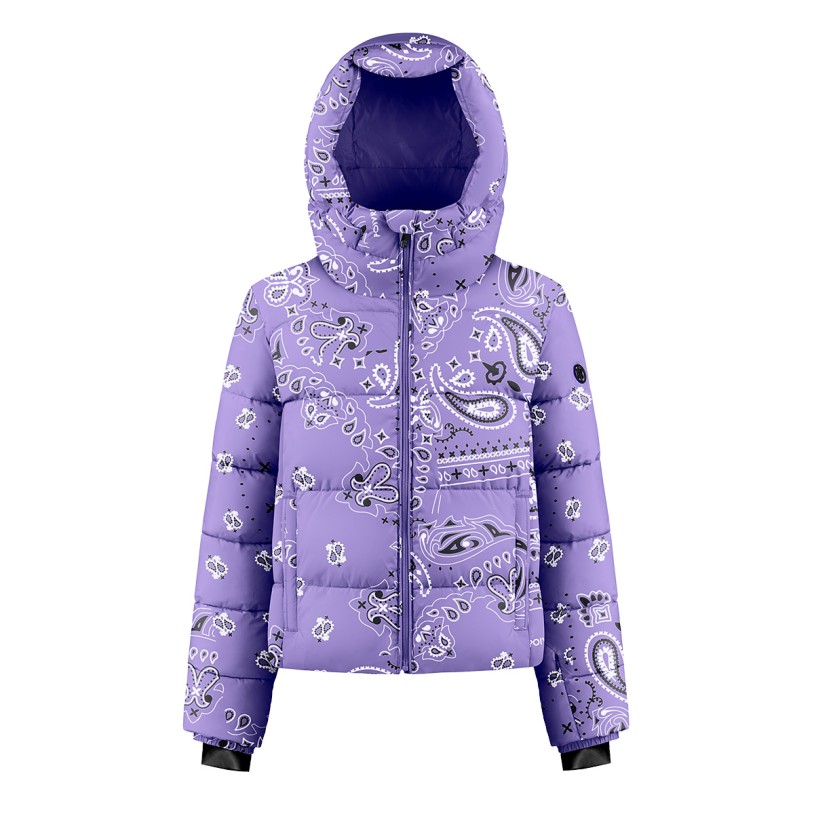 Womens synthetic down ski jacket paisley purple Chloe