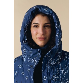 Womens synthetic down ski jacket paisley blue Chloe