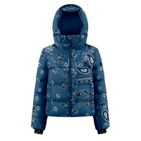 Womens synthetic down ski jacket paisley blue Chloe