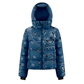 Womens synthetic down ski jacket paisley blue Chloe