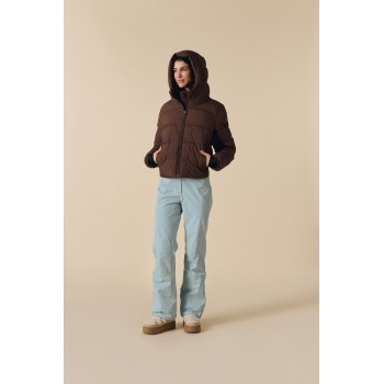 Womens synthetic down ski jacket choco brown Celia
