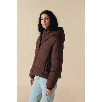 Womens synthetic down ski jacket choco brown Celia