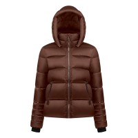 Womens synthetic down ski jacket choco brown Celia