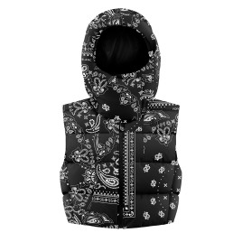 Womens down vest paisley black Cindy
