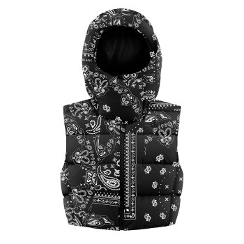 Womens down vest paisley black Cindy