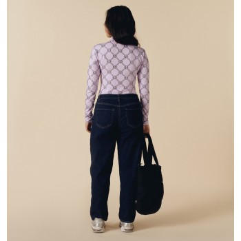 Womens base layer with zip monogram purple Mia