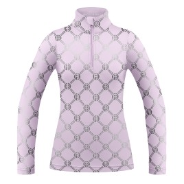Womens base layer with zip monogram purple Mia