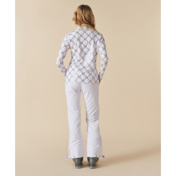 Womens base layer with zip monogram white Mia