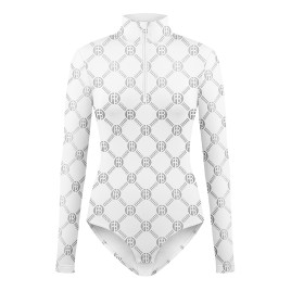 Womens base layer bodysuit monogram white Mady