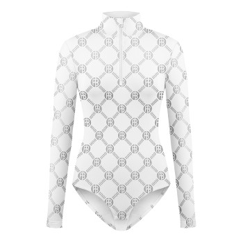 Womens base layer bodysuit monogram white Mady