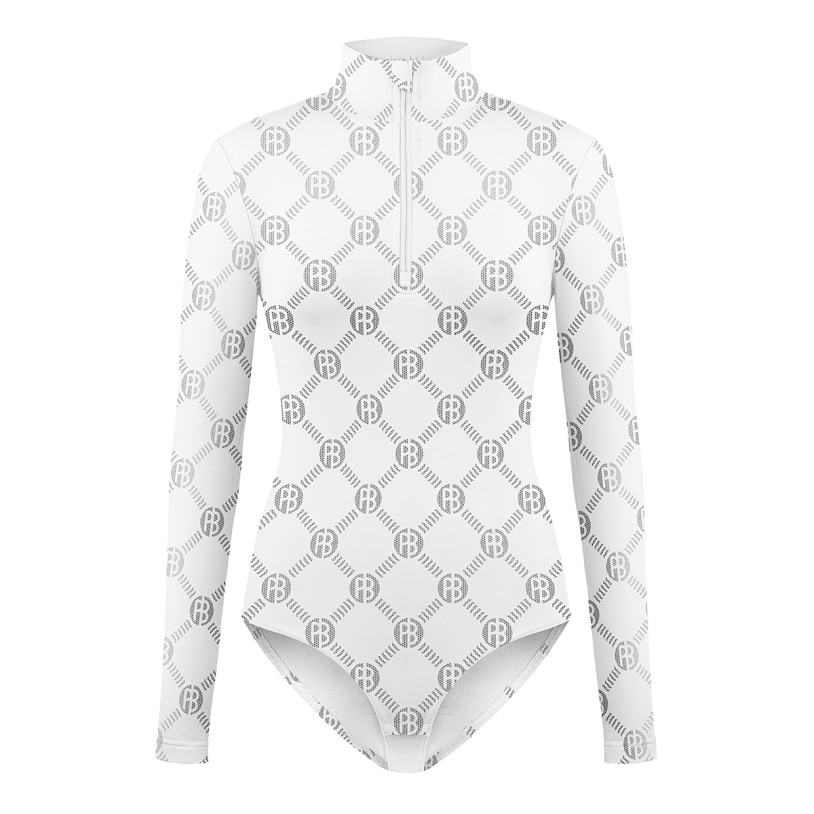 Womens base layer bodysuit monogram white Mady