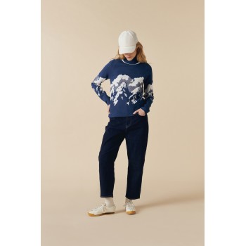 Womens knit pullover twilight blue Ambre