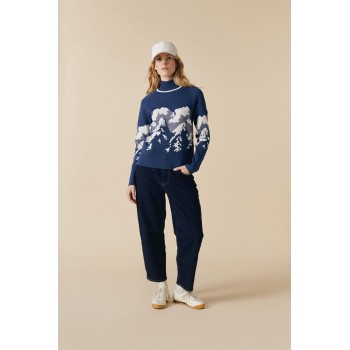 Womens knit pullover twilight blue Ambre