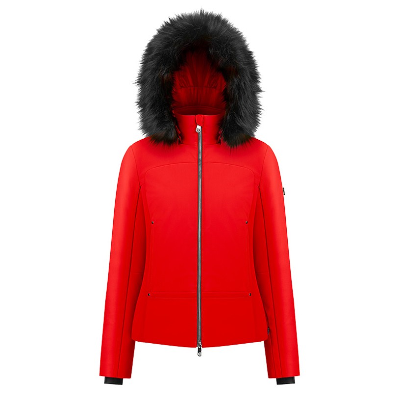 Womens stretch ski jacket scarlet red