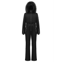 Womens overall black with fake fur