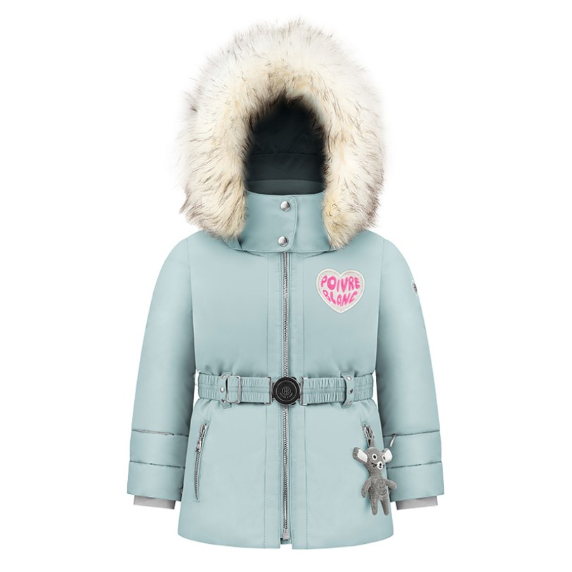 Girls synthetic down ski jacket aloe blue