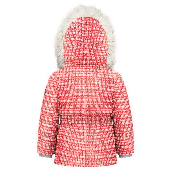 Girls synthetic down ski jacket tweed scarlet red