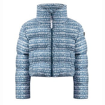 Girls synthetic down ski jacket tweed gothic blue