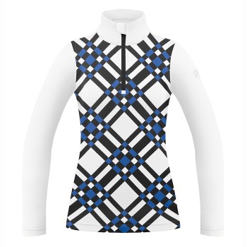 Womens base layer with zip cross acid blue