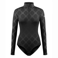 Womens base layer bodysuit monogram black