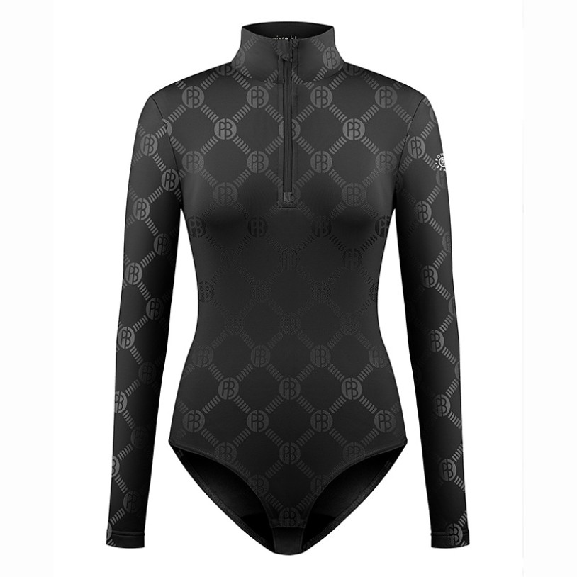 Womens base layer bodysuit monogram black