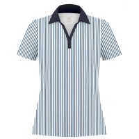 Womens polo shirt stripes oxford blue