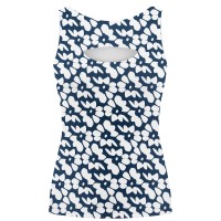 Womens top flower oxford blue