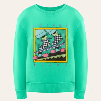 Girls cotton sweater skate mint green