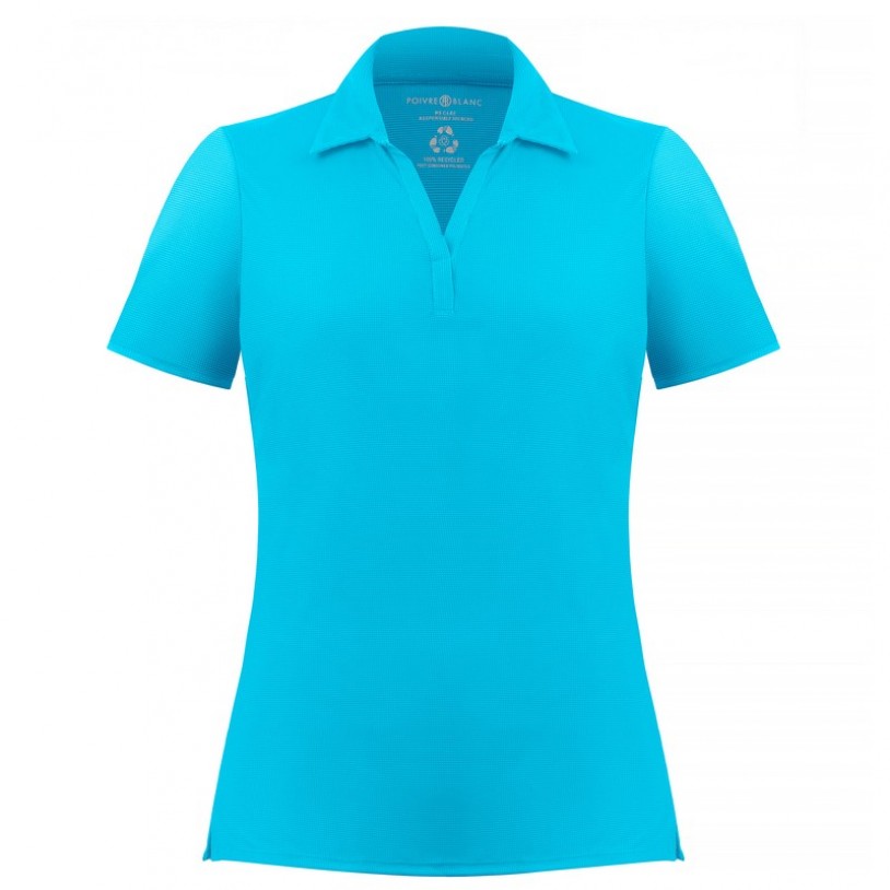 Womens polo t-shirt cream blue (recycled)