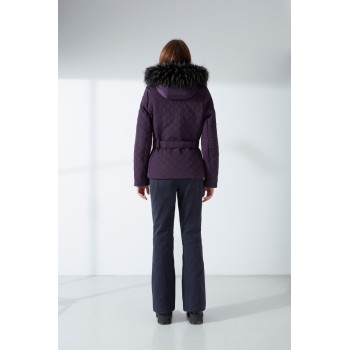 Womens ski jacket fancy mulberry purple with fake fur