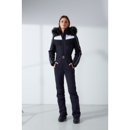 Womens overall multico gothic blue with fake fur