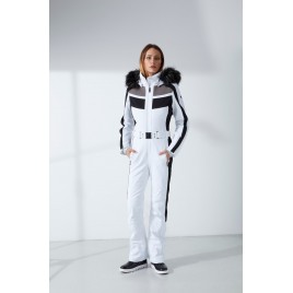 Womens overall multico white with fake fur