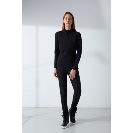 Womens thermo sweater with zip jacquard black