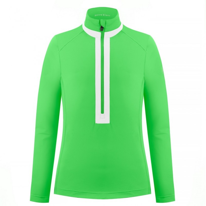 Womens thermo sweater with zip fizz green