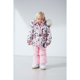 Girls ski jacket grove pink with fake fur