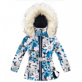 Girls ski jacket grove blue with fake fur