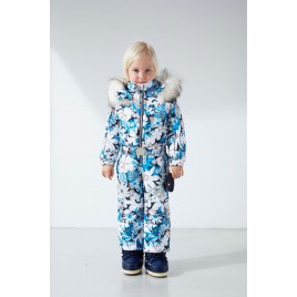 Girls overall grove blue with fake fur