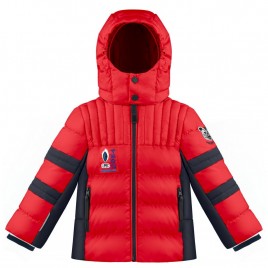 Boys synthetic down jacket scarlet red
