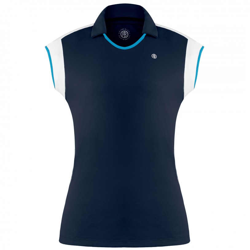 Womens polo shirt oxford blue/white