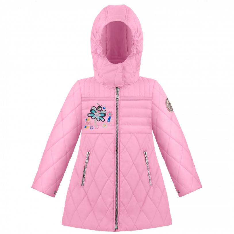 Girls quilted coat fancy palm pink