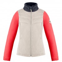 Girls long pile jacket multico mineral grey