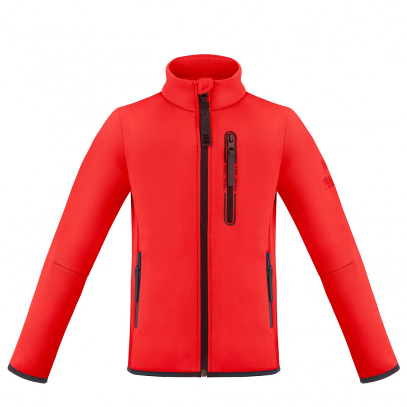 Boys stretch fleece jacket scarlet red