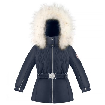 Girls ski jacket gothic blue with fake fur