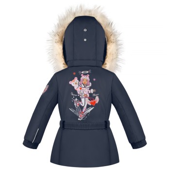 Girls ski jacket gothic blue with fake fur