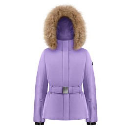 Girls ski jacket with fake fur lavender purple Joana