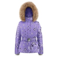 Girls ski jacket with fake fur paisley purple Joana
