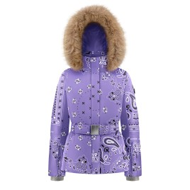 Girls ski jacket with fake fur paisley purple Joana